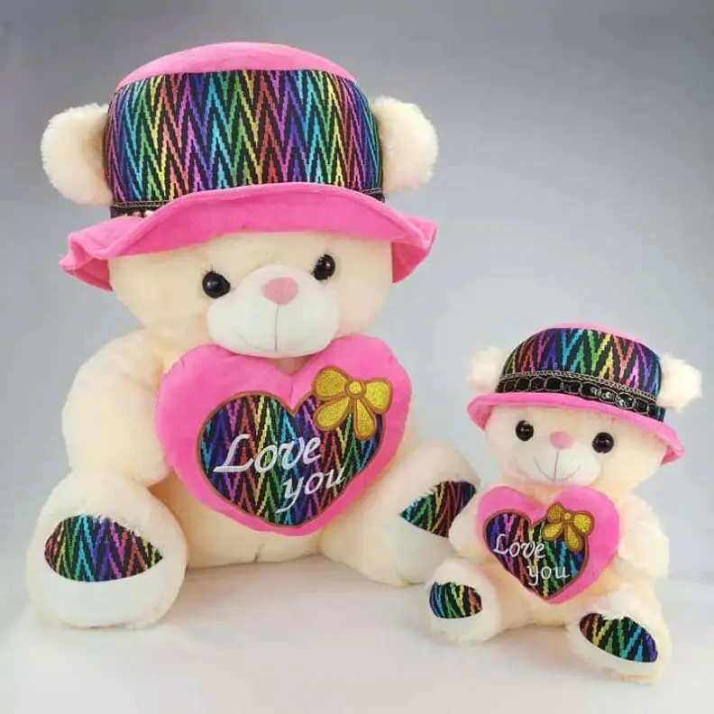 White Pink Teddy Bear with Love Heart Unisex Stuffed Animals Soft Toys Birthday Valentines Gifts Plush Teddy Bear