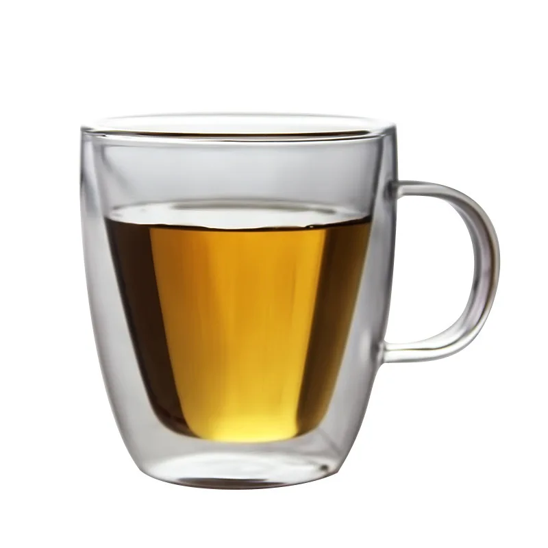 Custom Logo High Borosilicate Glass Juice Drink Coffee Double Wall Glass Cup