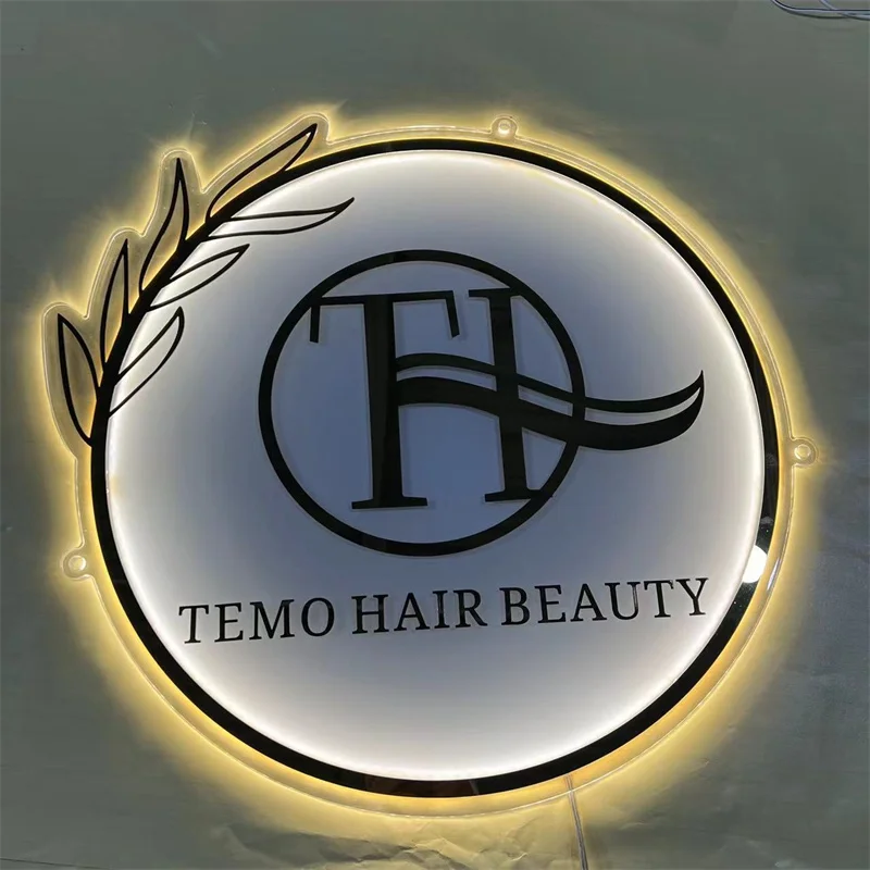 Custom Round Logo Acrylic Backlit Signs For Business,Office Sign And Outdoor Circle Acrylic Backlit Signs