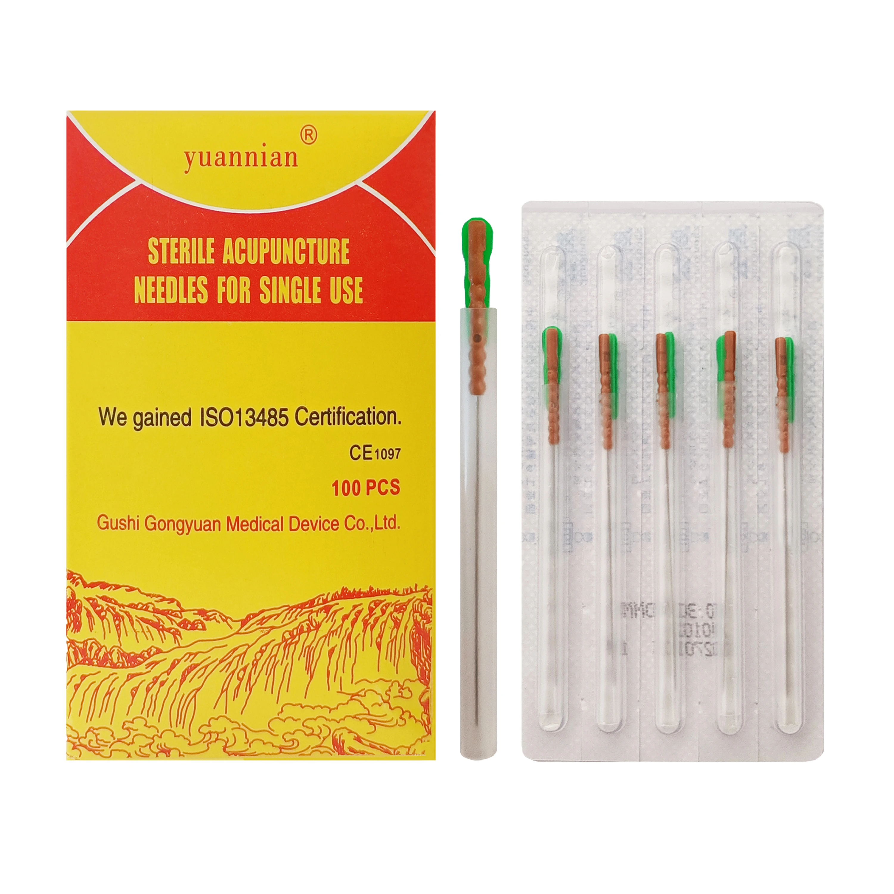 Acupuncture Needles with Tube Plastic Handle 100pcs Wholesale  Sterile Disposable