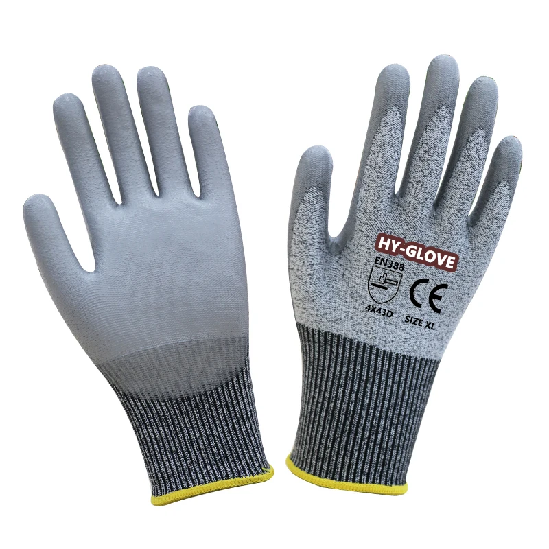 HPPE Palm Coated PU Safety Gloves Cut Resistant Anti Cut Hand Gloves Guantes anticorte nivel 5 Cut 5 cut-resistant gloves