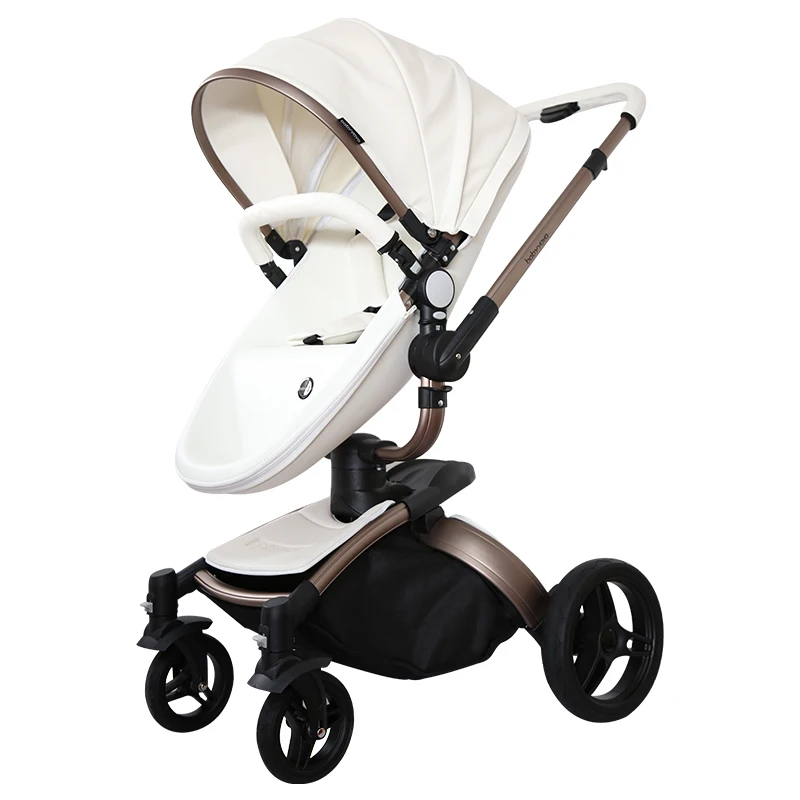 Purorigin China Manufacturer Egg Design Sun Shade PU leather Car style Baby Pram  3 in 1 Baby Stroller With Car Seat Base