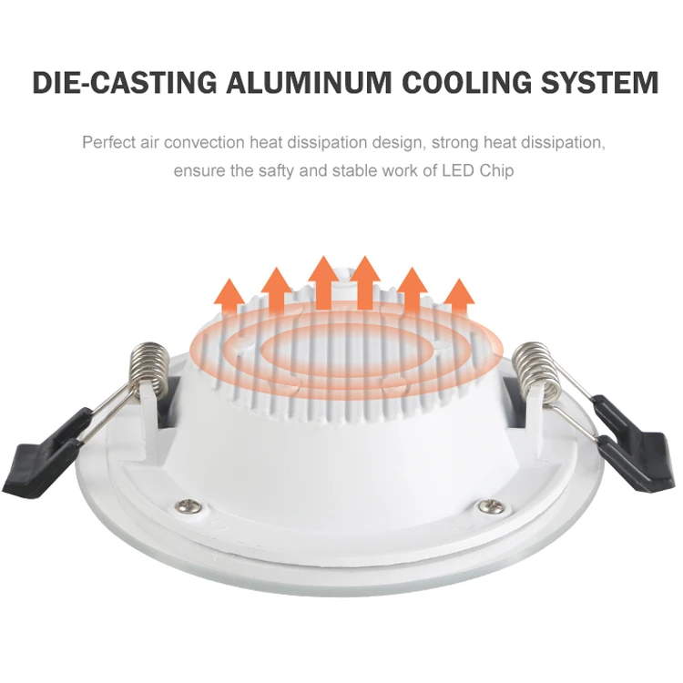 Hotel Indoor Aluminum Body Glass Panel Light 2.5 Inch 5w Led Glass Downlight