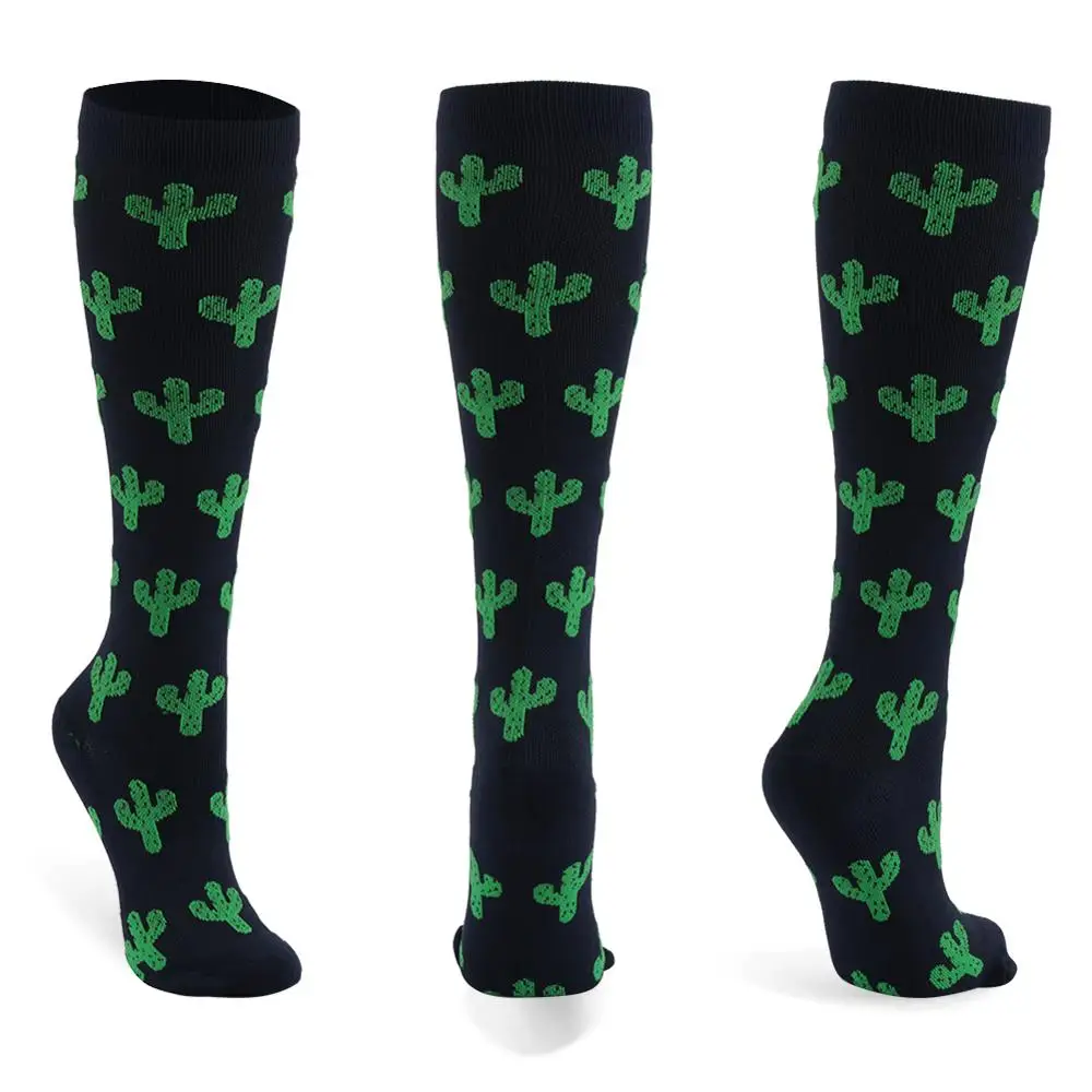 
Hot Selling Customized Pattern Printing Sports Stocking Custom Logo Cactus Running Compression Sock &nbsp;
