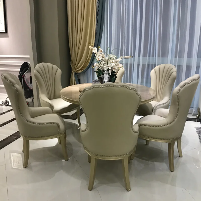 
Hot Selling American Solid Wood Dining Room Table And Chair Combination Small Family Light Luxury Round Table 