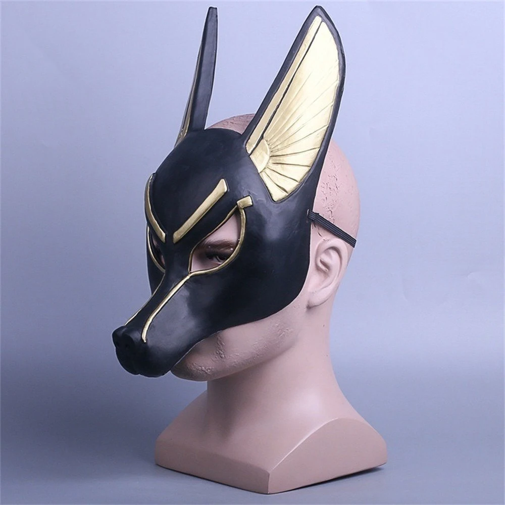 Egyptian Anubis Cosplay Face Mask Wolf Head Jackal Animal Masquerade Props Party Halloween Fancy Dress Ball