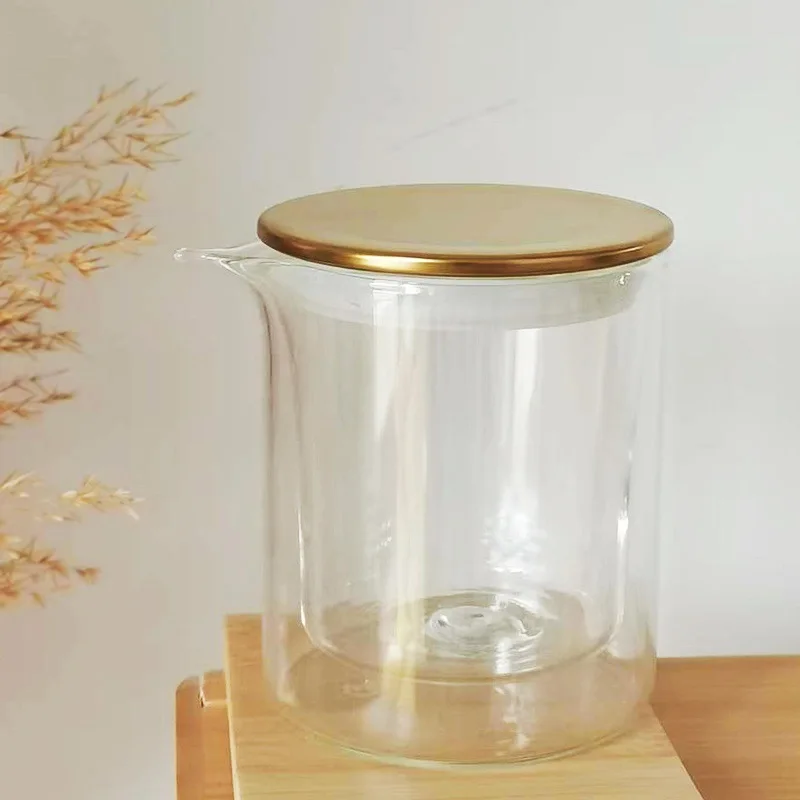 High Quality Borosilicate Massage Candle Glass Jar Candle Container with Lid, Massage Double Walled Candle Jar with Spout