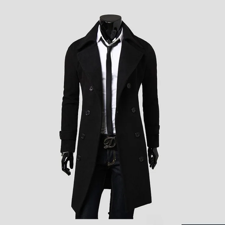Liu Ming Cheap Wholesale Autumn Winter Thicken Men Button Plus Size XXXXL Trench Coat Long Jacket
