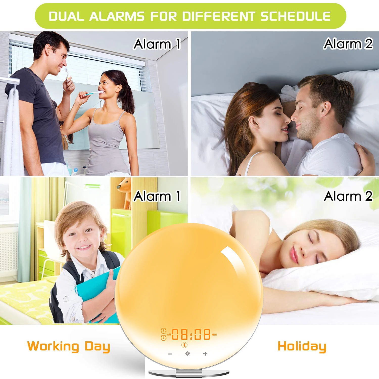 Daylight Alarm Bedside Lamp Simulating Rgb Night Wake Up Clock Smart Wifi Sunset Simulation Digital Sunrise Light