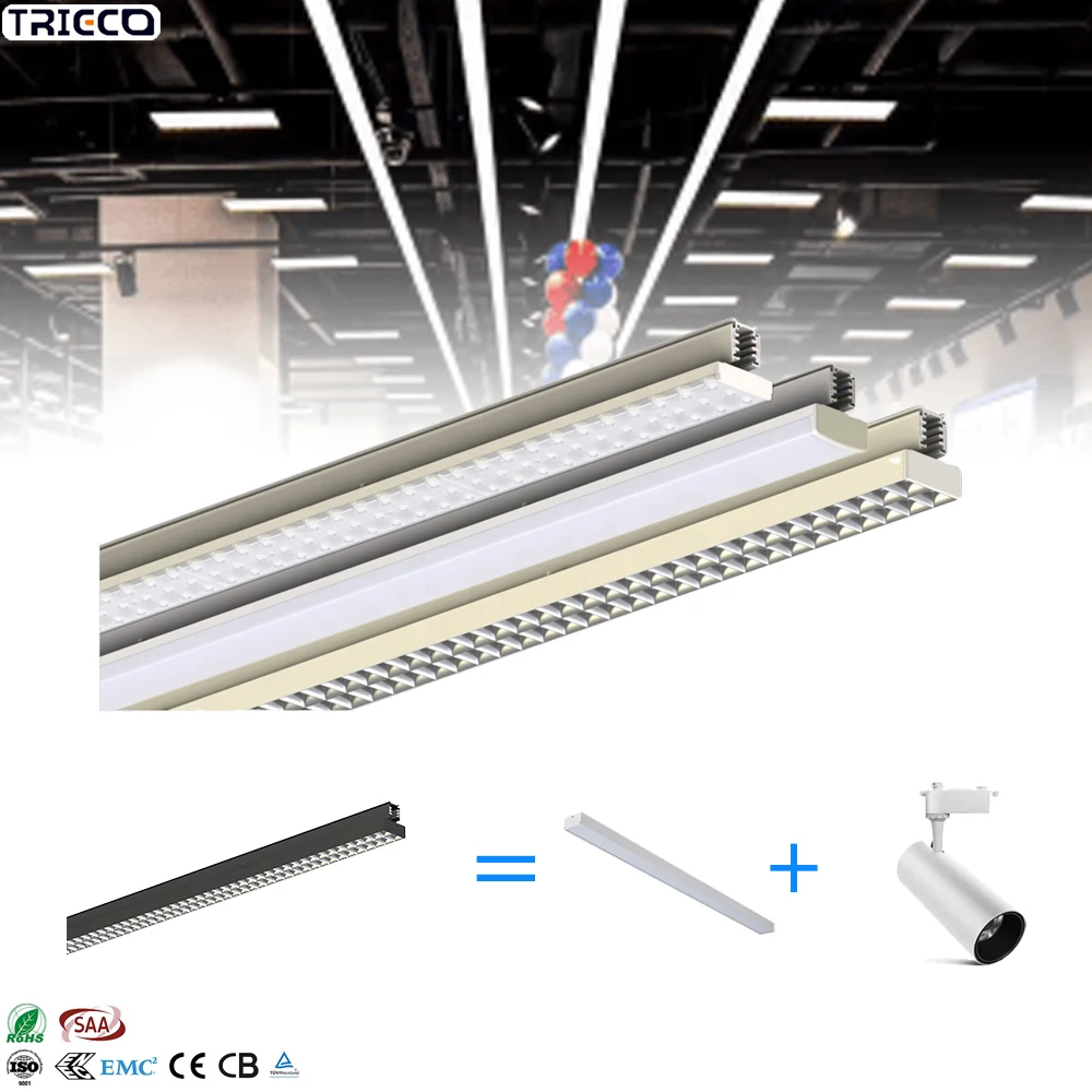 Супермаркет с регулируемой яркостью светодиодные точечные линейные трековые огни системы рельсы
