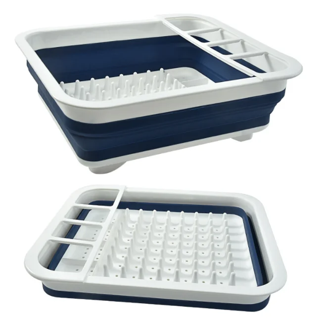 Creative Rectangular Tableware Drainage Rack Multifunctional Folding Drainage Basket Dish Storage Rack Kitchen Multifunction