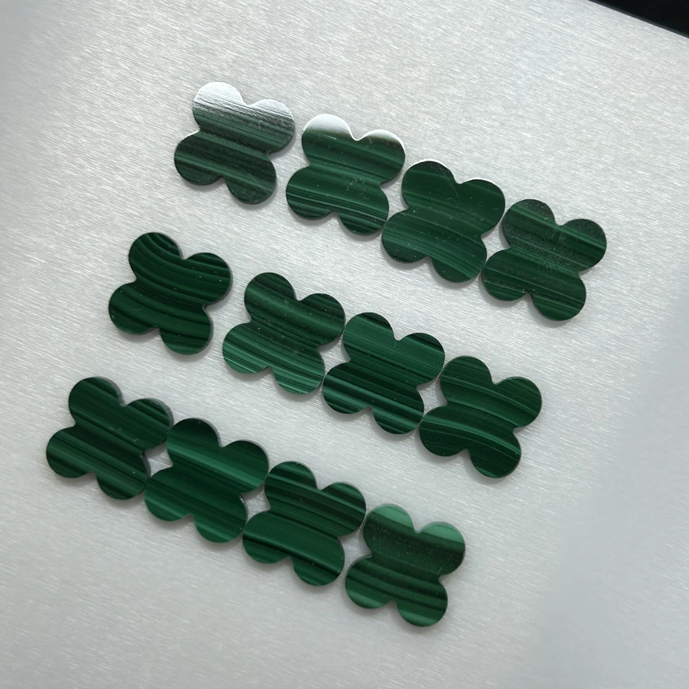 White Mother of pearl  13x12MM Loose Four Leaf Clover chalcedony Gemstones Natural Malachite