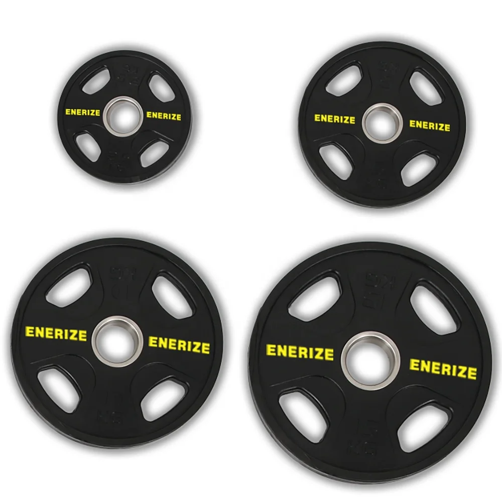 Wholesale Custom PU TPU PEV Gym 4 Grips Holes Weightlifting Barbell Plate Weight Disc Plate For Gym Exercise Competition