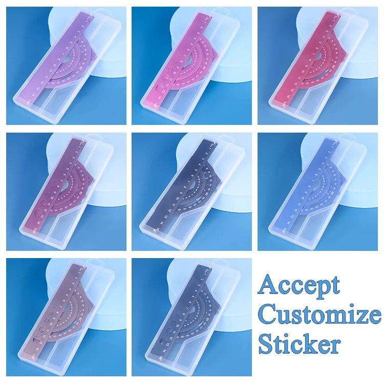 Индивидуальные цветные канцелярские принадлежности, математические наборы, линейка-транспортир, Геометрическая Алюминиевая линейка, набор школьных принадлежностей для студентов