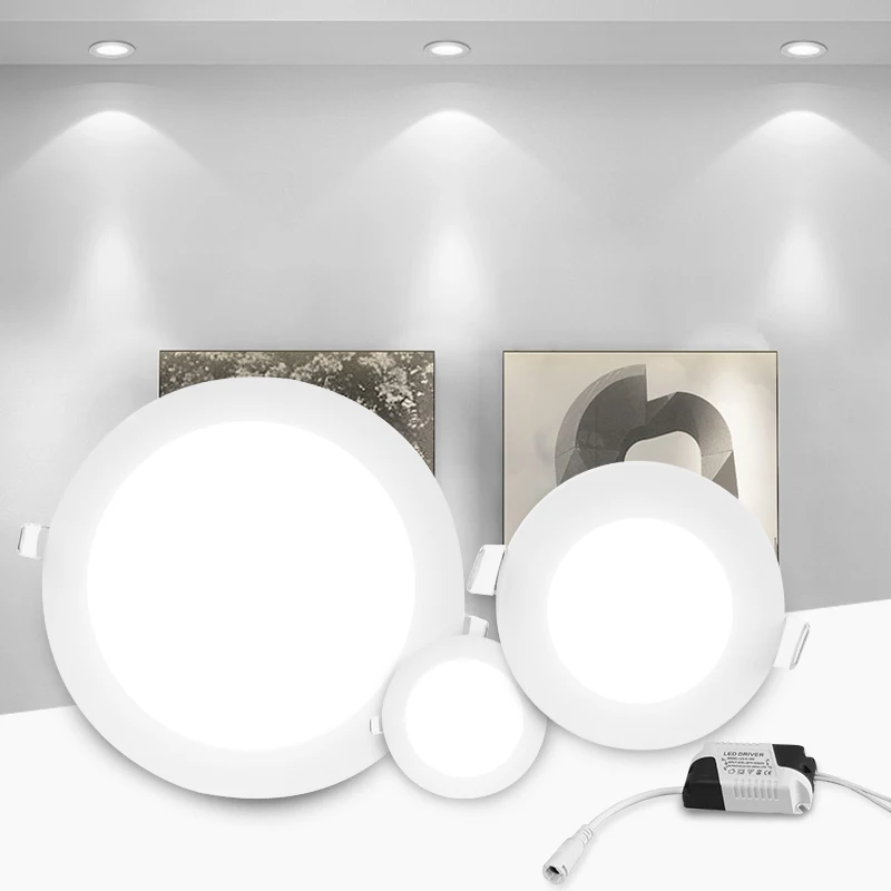 ultra slim round led panel light square 3w 4w 9w 12w 15w 18w 24w led ceiling downlight 85-265V