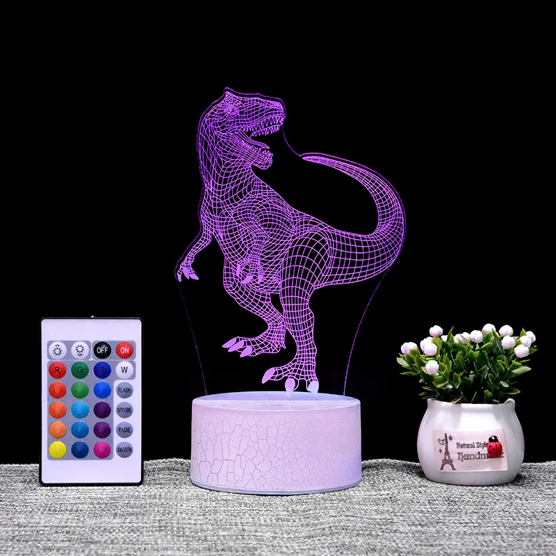 Best selling 3d light dinosaur 3d illusion night light crack base acrylic led lamp