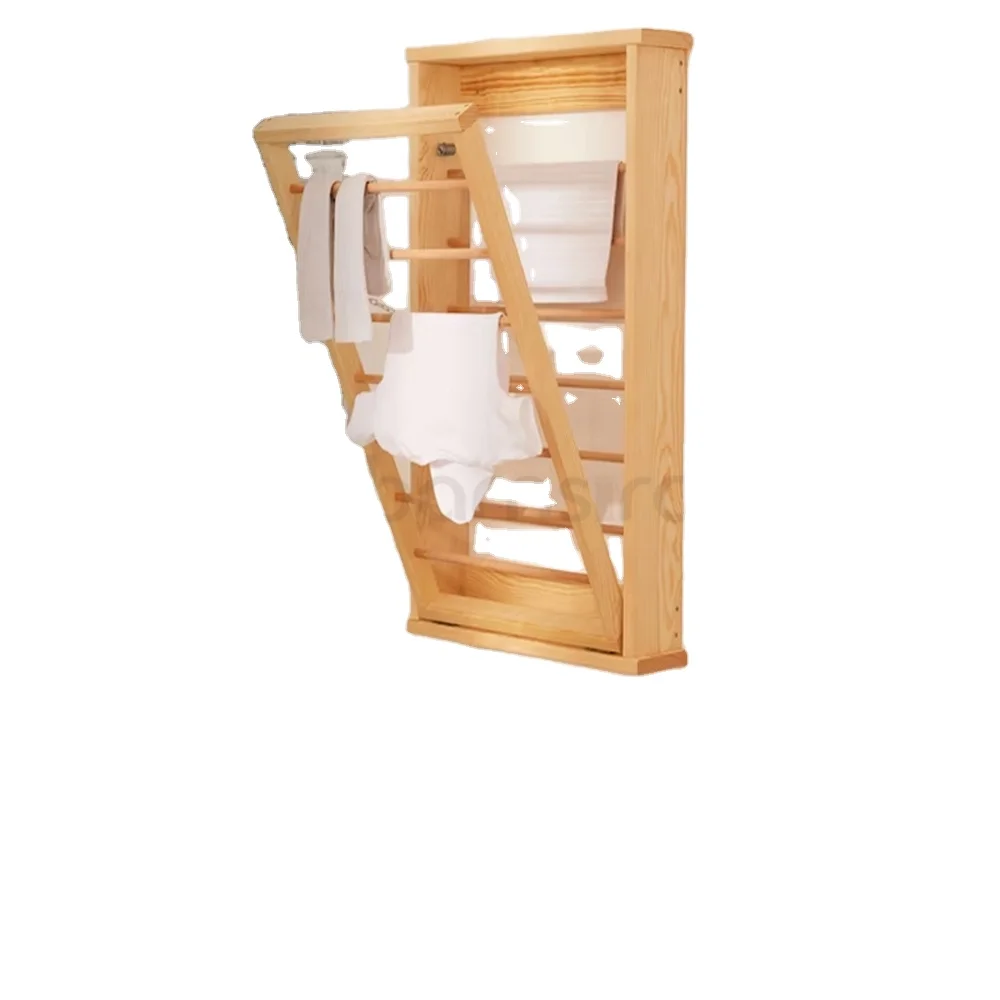 OEM/ODM Wholesales Wooden Portable Dryer Clothes Cabinet Wall Mounted Drying Rack
