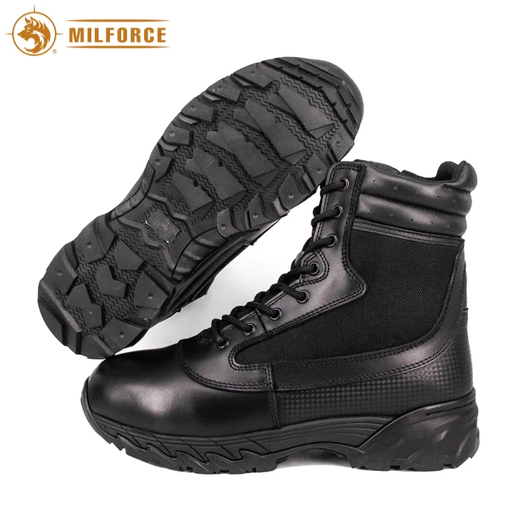 
Black genuine leather hunting camping tactical boots police 