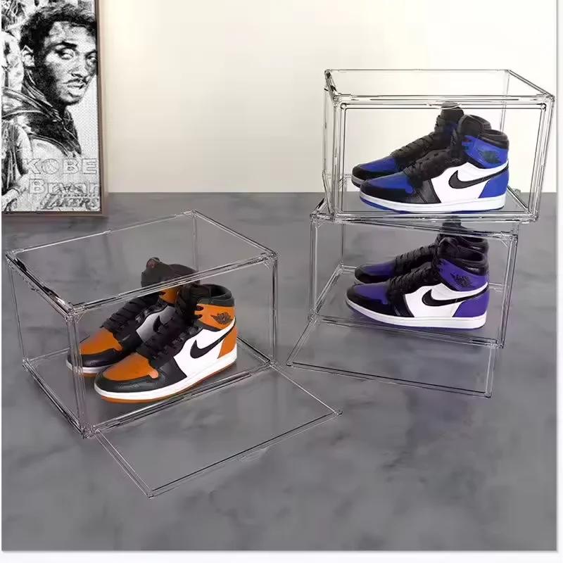 Custom Dustproof Clear Acrylic Display Case Multipurpose Handbag and Shoe Box Storage Organizer with Magnetic Door