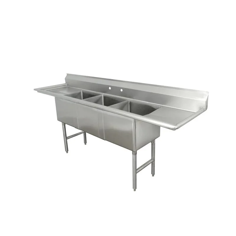 Stainless Steel Sink Trading Advance Three Compartment Stainless Steel Commercial Sink With Two Drainboards Work Station