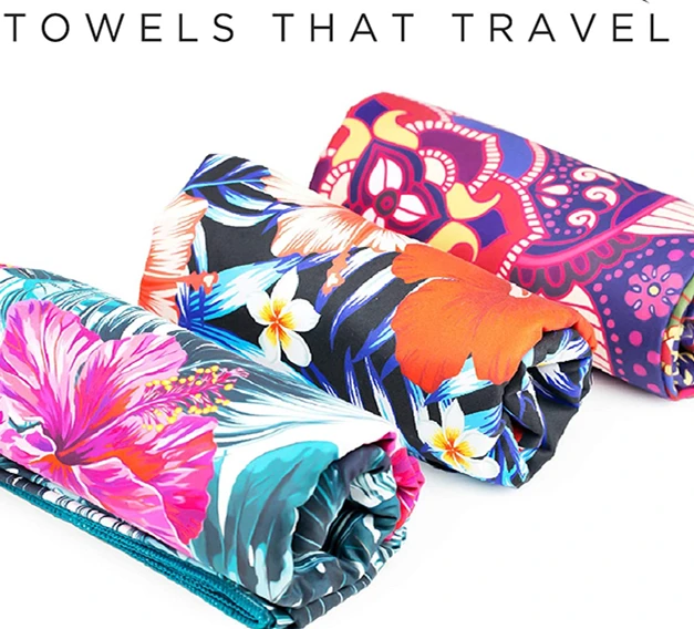 Custom Microfiber Beach Towel Double Sided Printed Quick Dry Towel with Travel Bag Sand Free  Beach Towel
