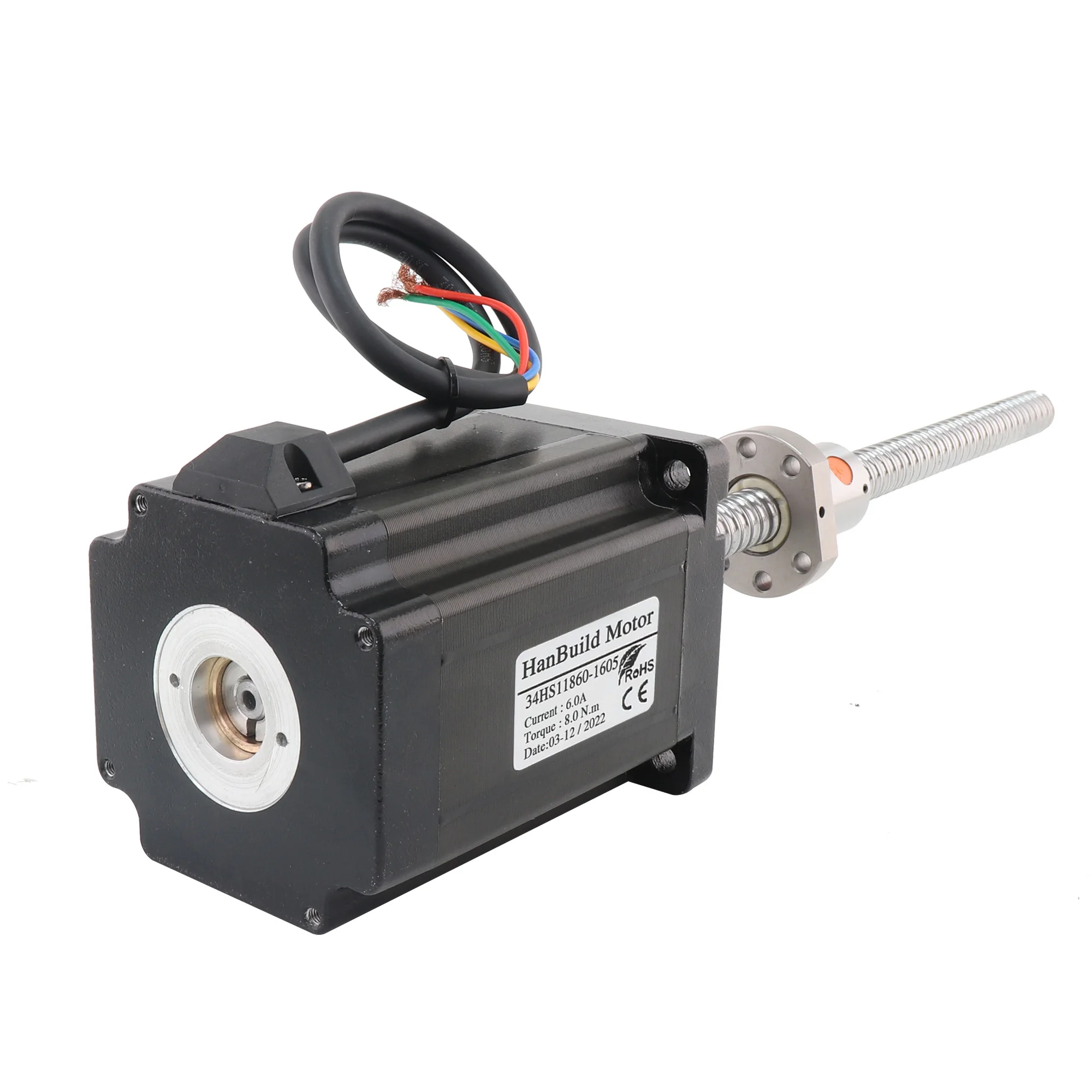 HanBuild ballscrew 34HS11860-SFU1605 ball screw for CNC milling machine  torque 8.0N.M 6.0A 300mm linear nema34 stepper motor