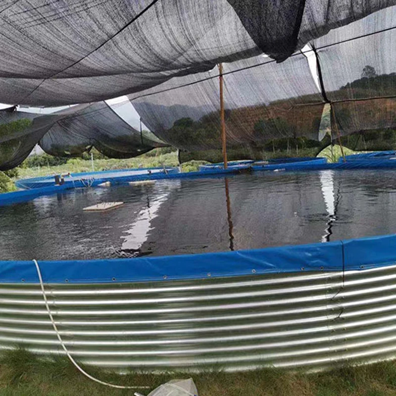 Outdoor large scale fish farming 18000L diameter 4m x height 1.45m galvanized steel fish tank with PVC tarpaulin