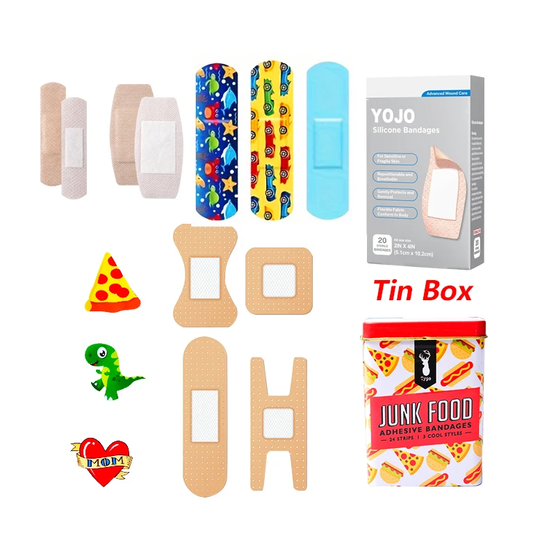 Medical Yojo Printed Tin Box Custom Children Micropore Large Band-Aid Boxes Free Samples Band aid Manufacturer