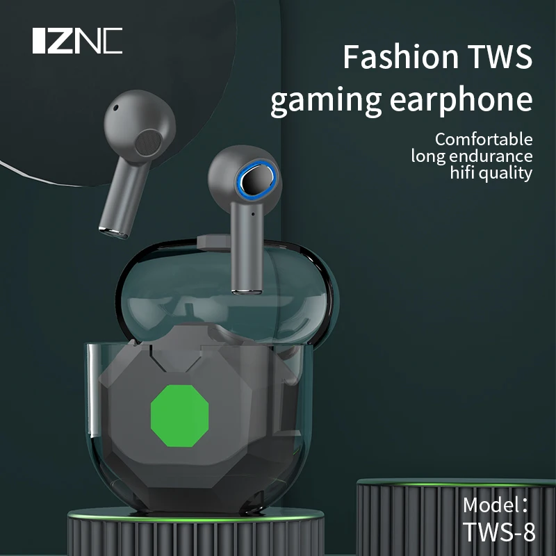 Best Mini sport tws gaming earphones wireless transparent headphones wireless with led display