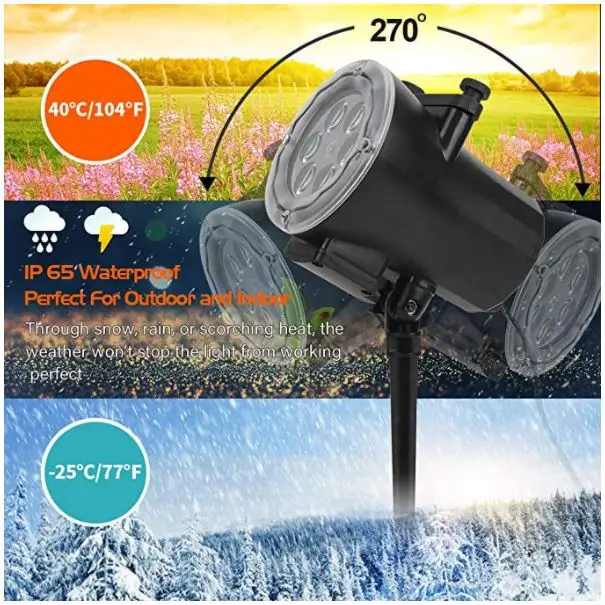 LED Snow Decoration Lights Outdoor Snowflake Laser Christmas Projector Lights 12pcs Slides Patterns Waterproof Project Lights