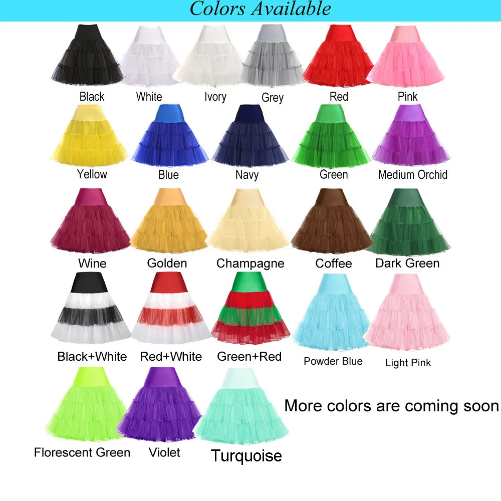 
Grace Karin CL008922 Colourful Women A-line Short Retro Dress Vintage Crinoline Rockabilly Petticoat Underskirt 