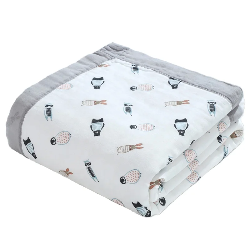 Wholesales Custom 110*110 cm 100% Organic Cotton Blanket 6 Layers Muslin Swaddle Wrap Baby Blankets for Newborns