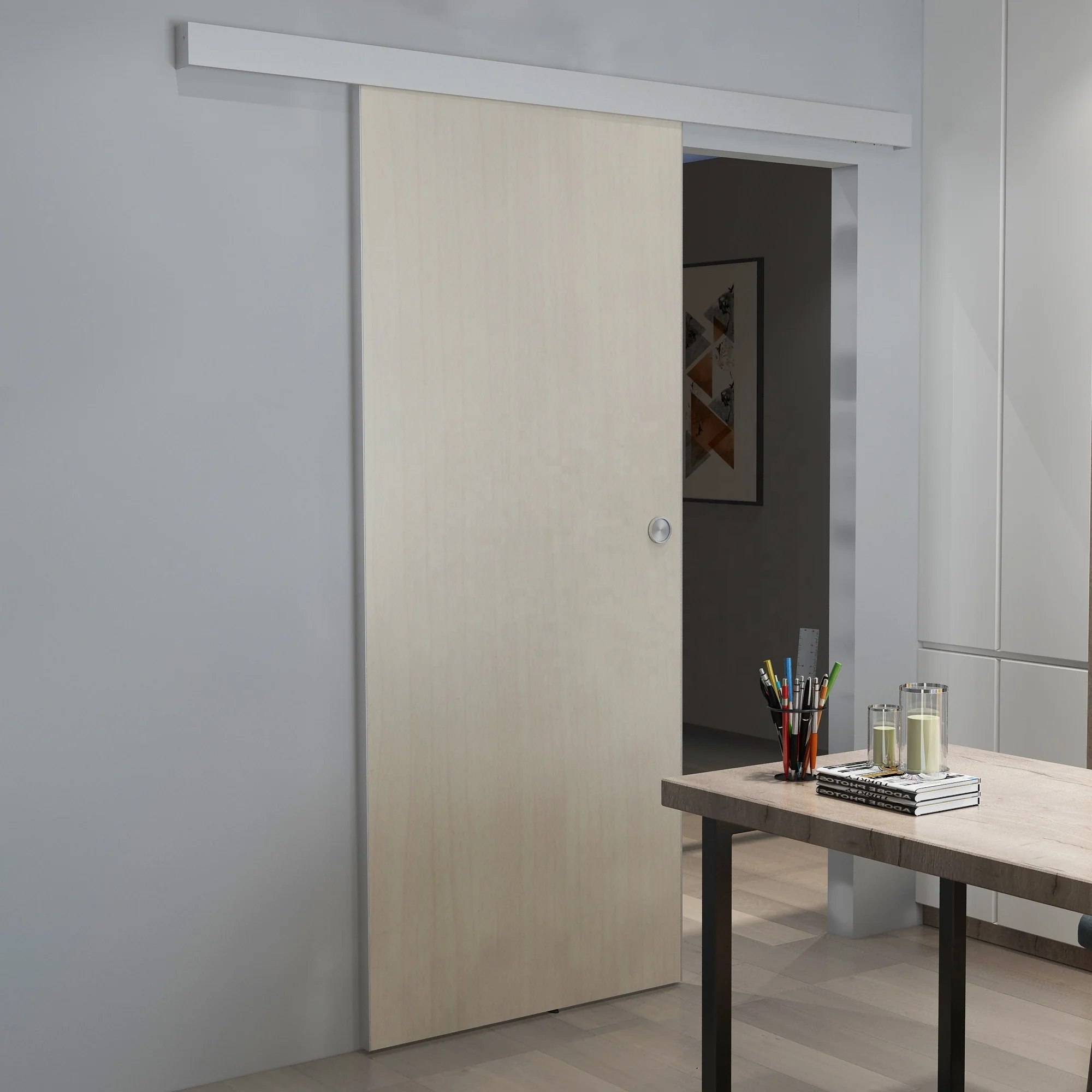 MDF PVC sliding barn door panel PVC sliding door  PVC barn door
