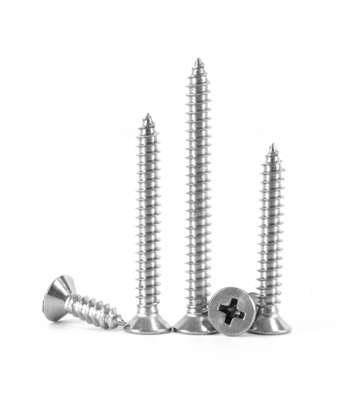Din7982 SS 304 316 countersunk flat Self Tapping stainless steel screw Wood Screw
