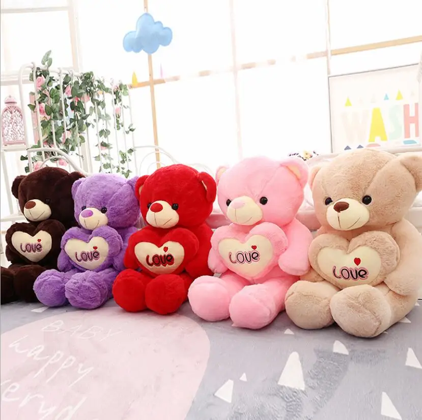 MOQ 50pcs Environmental Protection Custom Wholesale Cute Teddy Bears Stuffed Animal Bear With Heart For Festival Gifts