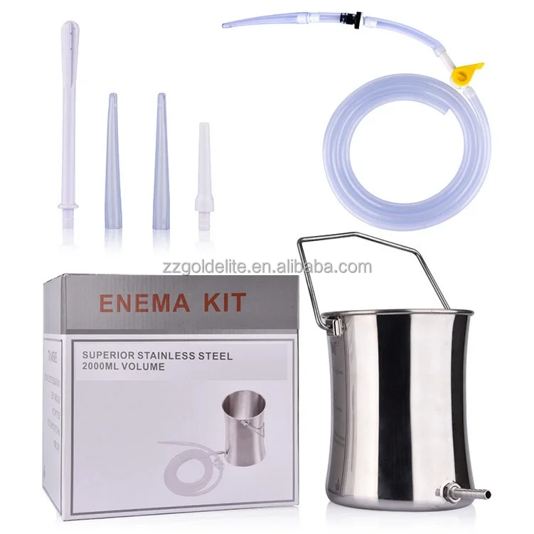 2L Waist type enema bag bucket stainless steel enema kit