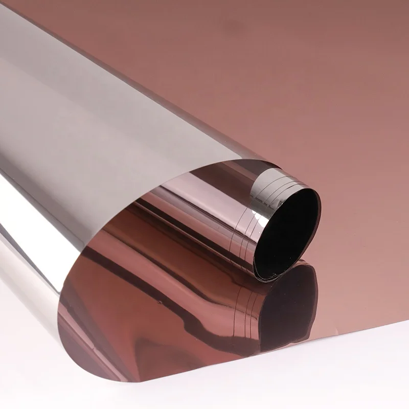 Popular selling heat resistant metallic reflective foil glass brown silver  window building tinted film for glass protection