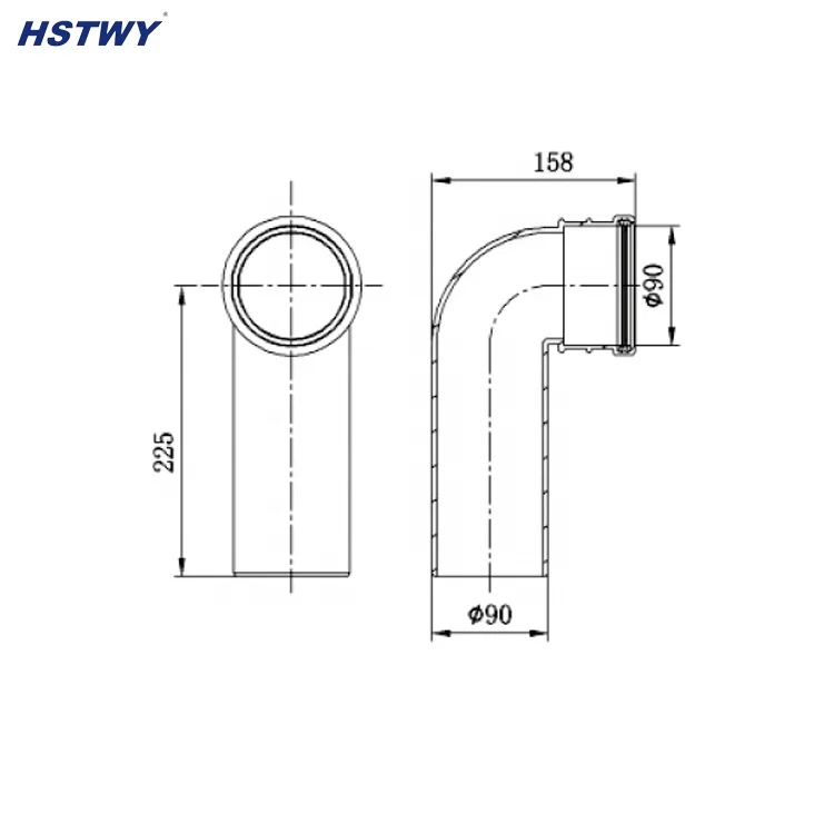 Трубы для унитаза HK864 D90 HDPE/PVC/PP канализационный локоть скрытой цистерны соединитель