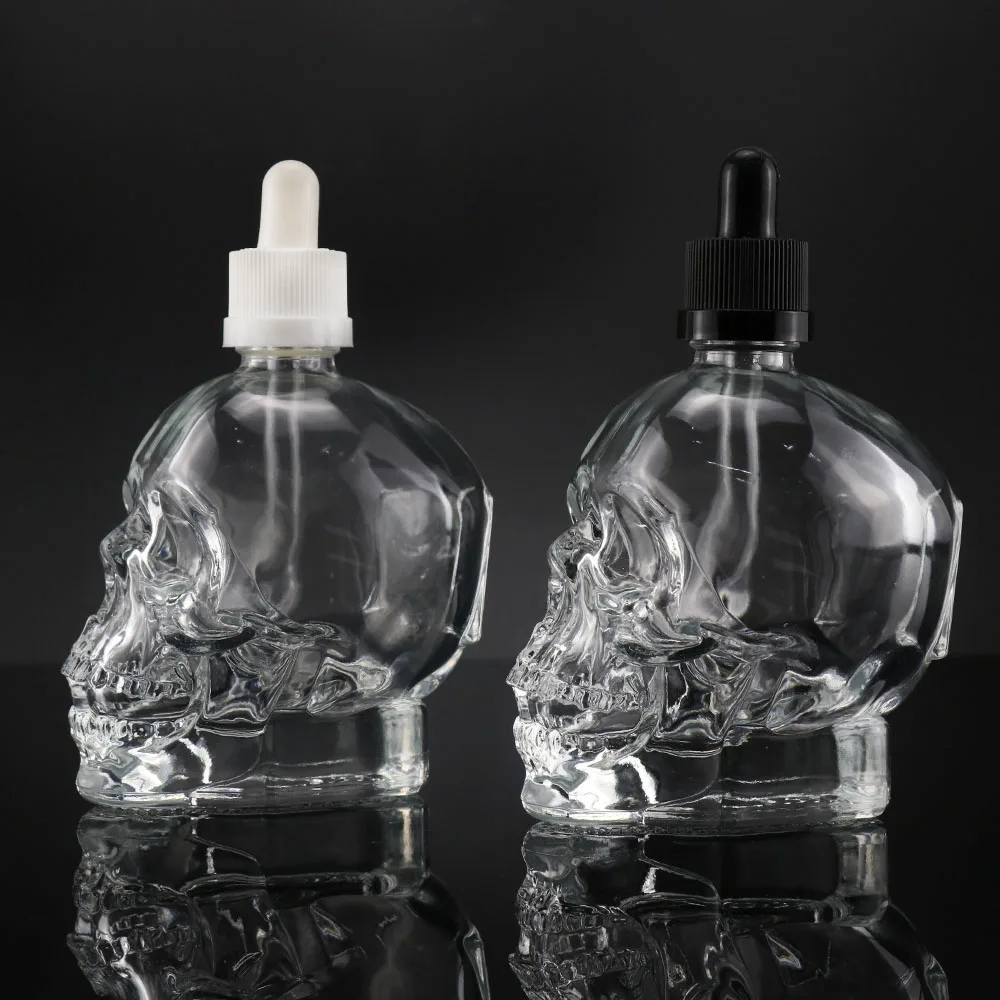 1oz 2oz 120ml spray bottles beard oil 30 ml 30ml 60ml small clear colour frosted black color shaped skull glass dropper bottle
