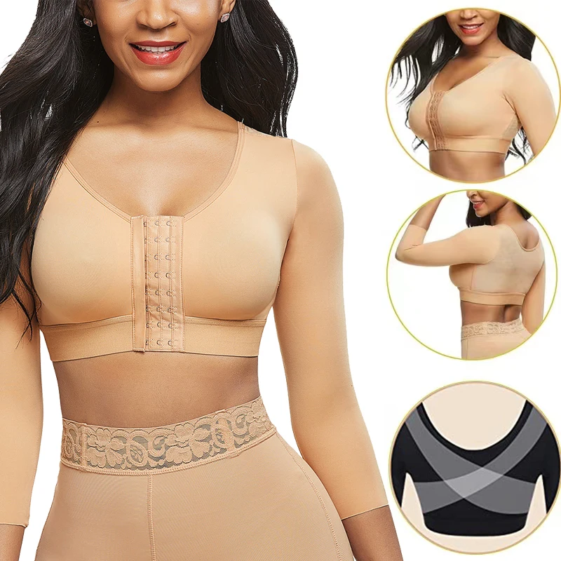 6419 Arm Shapers Intimates Slim Underwear Body Shaper Corset Corrector Long Sleeves Front Entry Push Up Sports Bra With Hooks