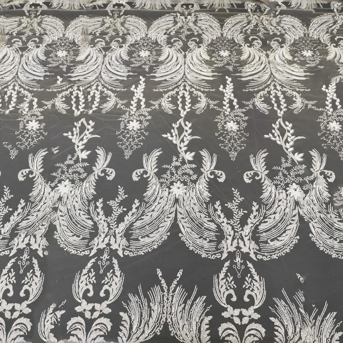 Новое поступление, французская белая блестящая Смешанная резиновая кружевная ткань с бусинами, роскошное французское вечернее свадебное платье, Тюлевая сетка с цветами и блестками