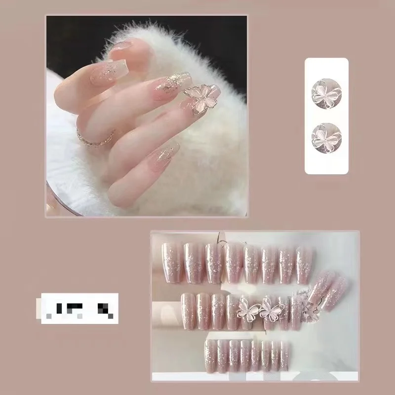 Colorful fairy nail art press on nail full coverages in Korean style for women and girls