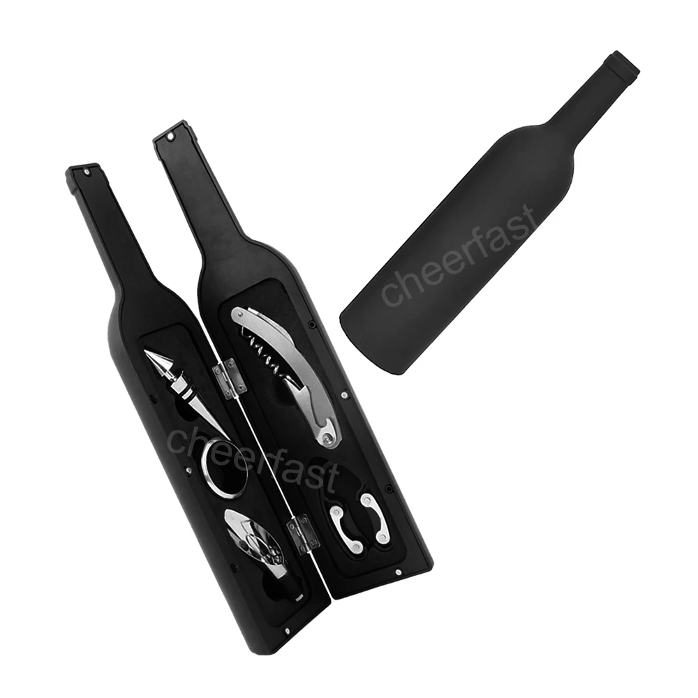 Cheaper  wine bottle shaped gift set and Wine Accessory Gift Set and 5pcs wine accessories gift set in bottle shaped
