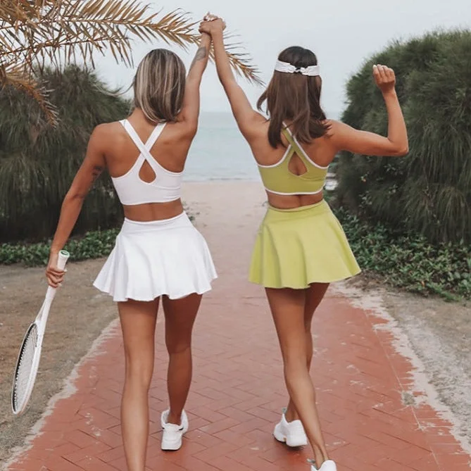 OEM ODM Sports skirts women fitness tennis dress quick-drying sportswear Tennis Dress with chest pad with short