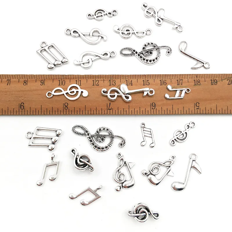 100pcs Alloy Multistyle Musical Instrument Notes Symbols Pendant Connector Music Elements Charm