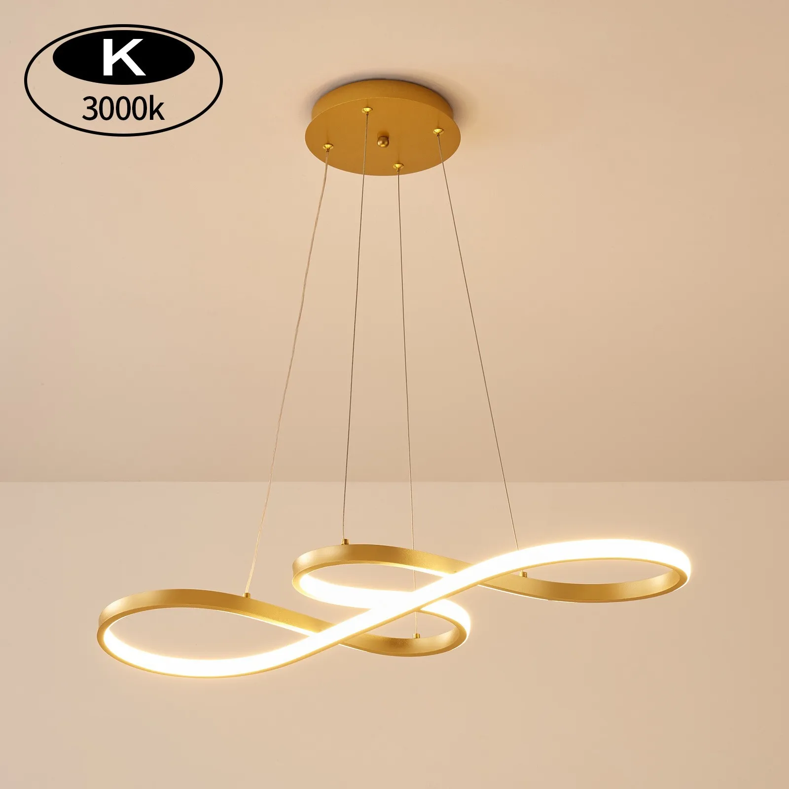 New Custom Bedroom Hotel Project Round Iron Aluminum Acrylic Lighting Modern Chandelier Led Circle Ring Pendant Light Lamp