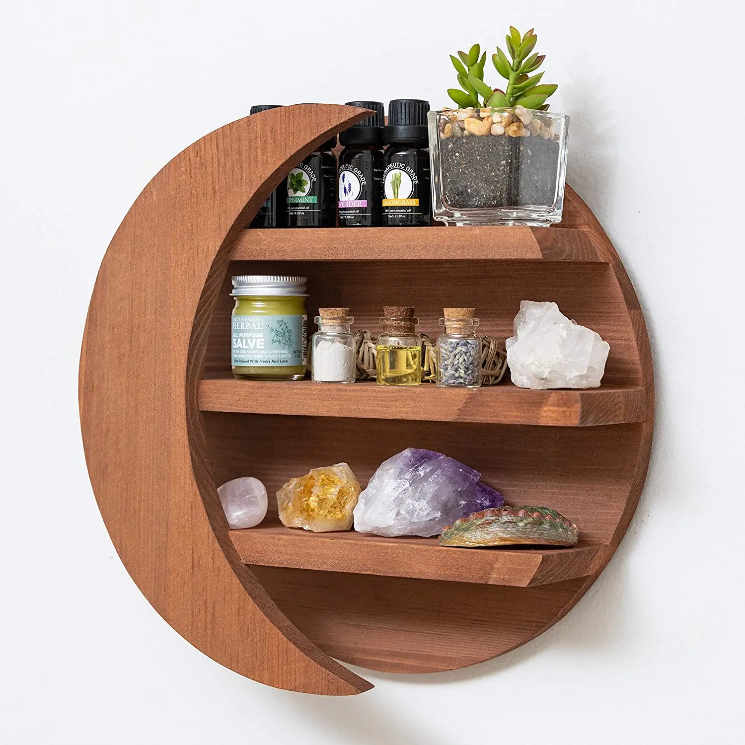 Деревенский настенный декор, хрустальная полка, дисплей, деревянные лунные плавающие полки