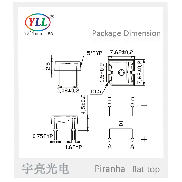 super flux multiple chips choice 0.2W flat top piranha led