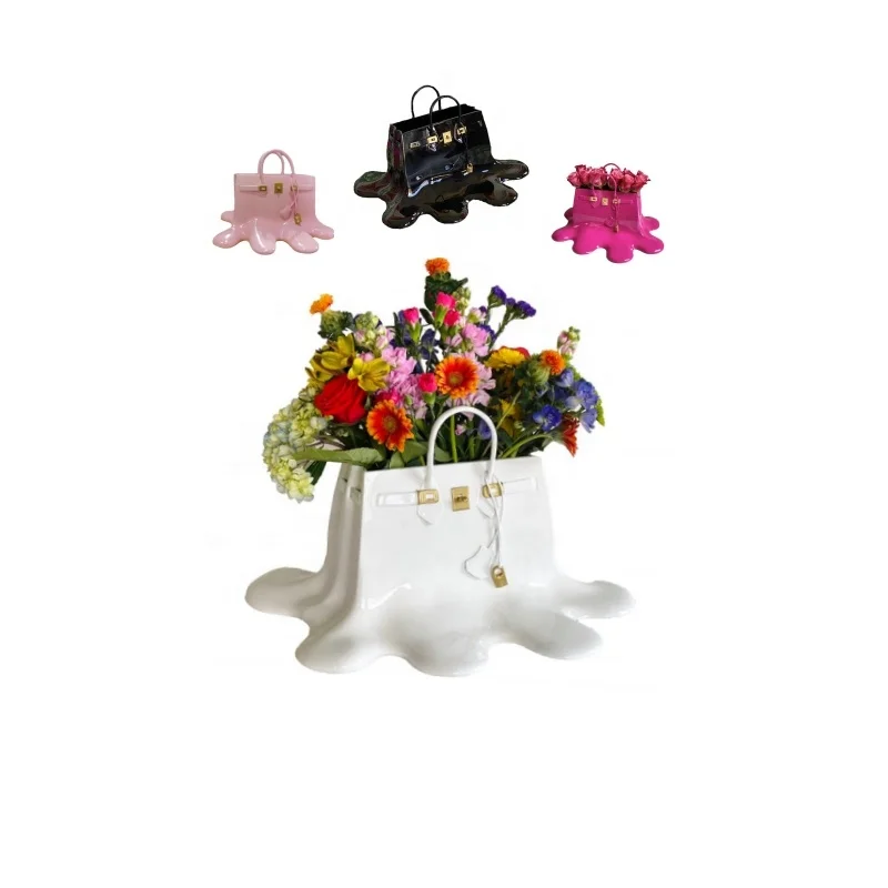 Bag Crafts European Gifts Modern Vase Bag Handbag Sculpture Customization Vase Resin Home Decoration Europe FAIRY Hot Pop Art