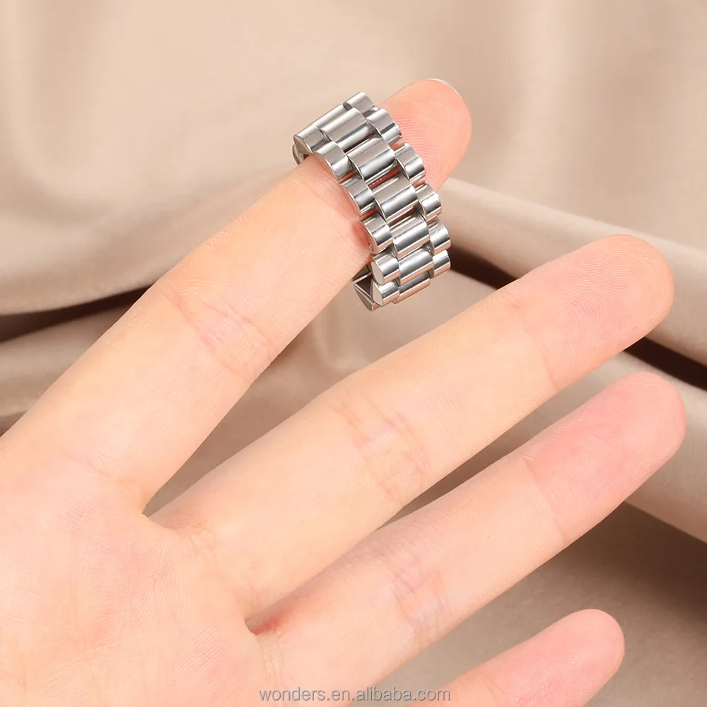 Metal Watch Band Platinum COLOR Solid Stainless Steel Watch Band Straps Rings for Men Women